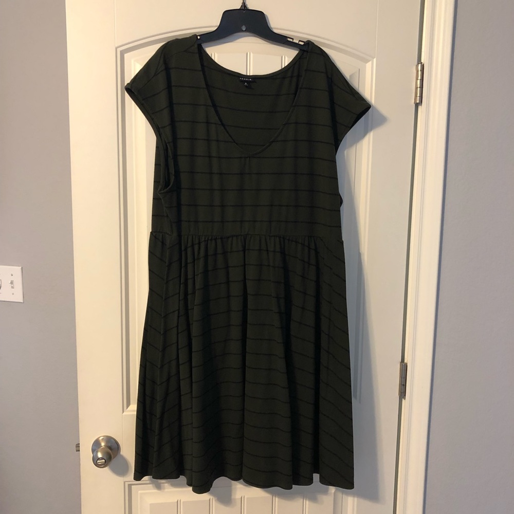 Torrid Size 4 Dress Army green with black stripes
